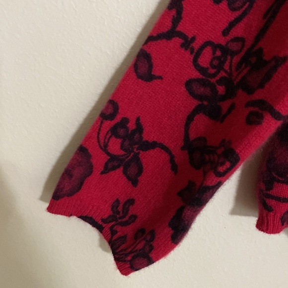 Vintage peck and peck Floral Red Turtleneck Women Top sweater cashmere soft Y2K - Picture 4 of 6